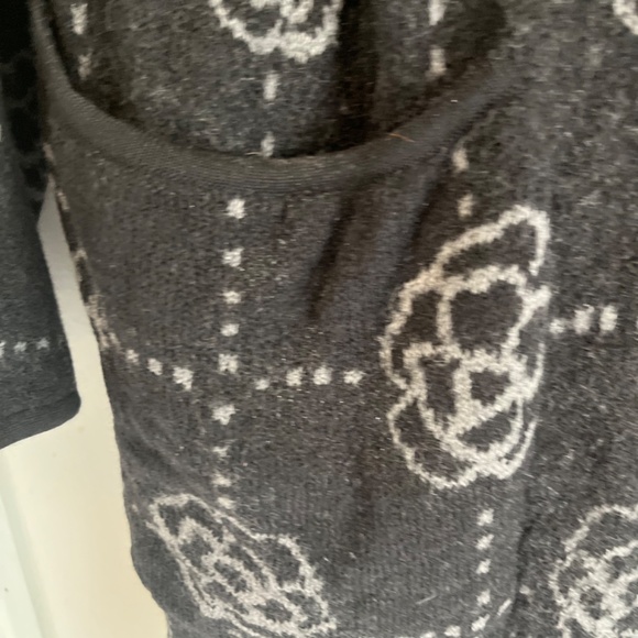 GUDRUN SJODEN GRAY/ BACK WOOL KL HOODIE FLORAL COAT - Picture 14 of 16